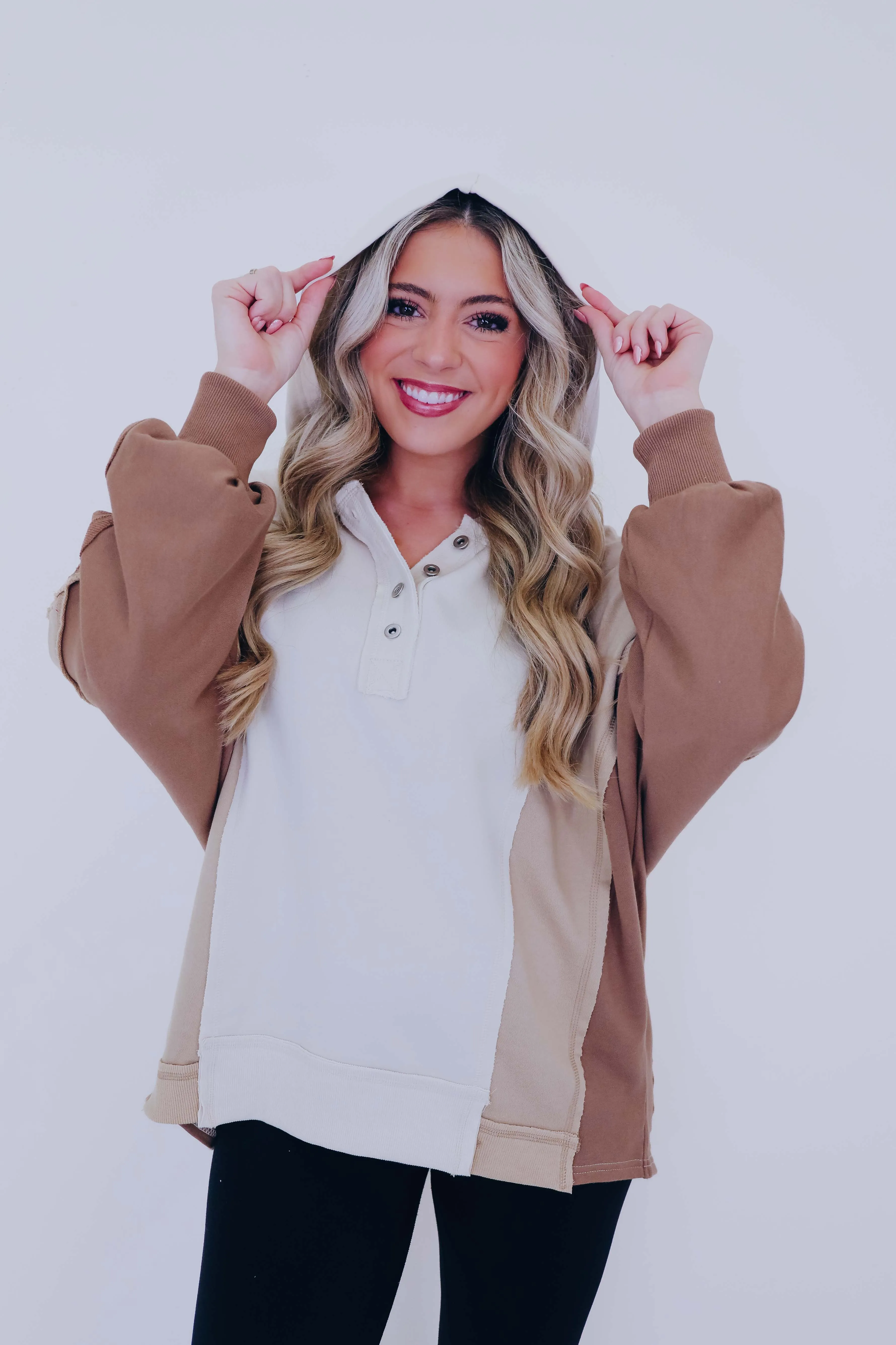 Claudette Colorblock Hoodie Top  - 2 Colors