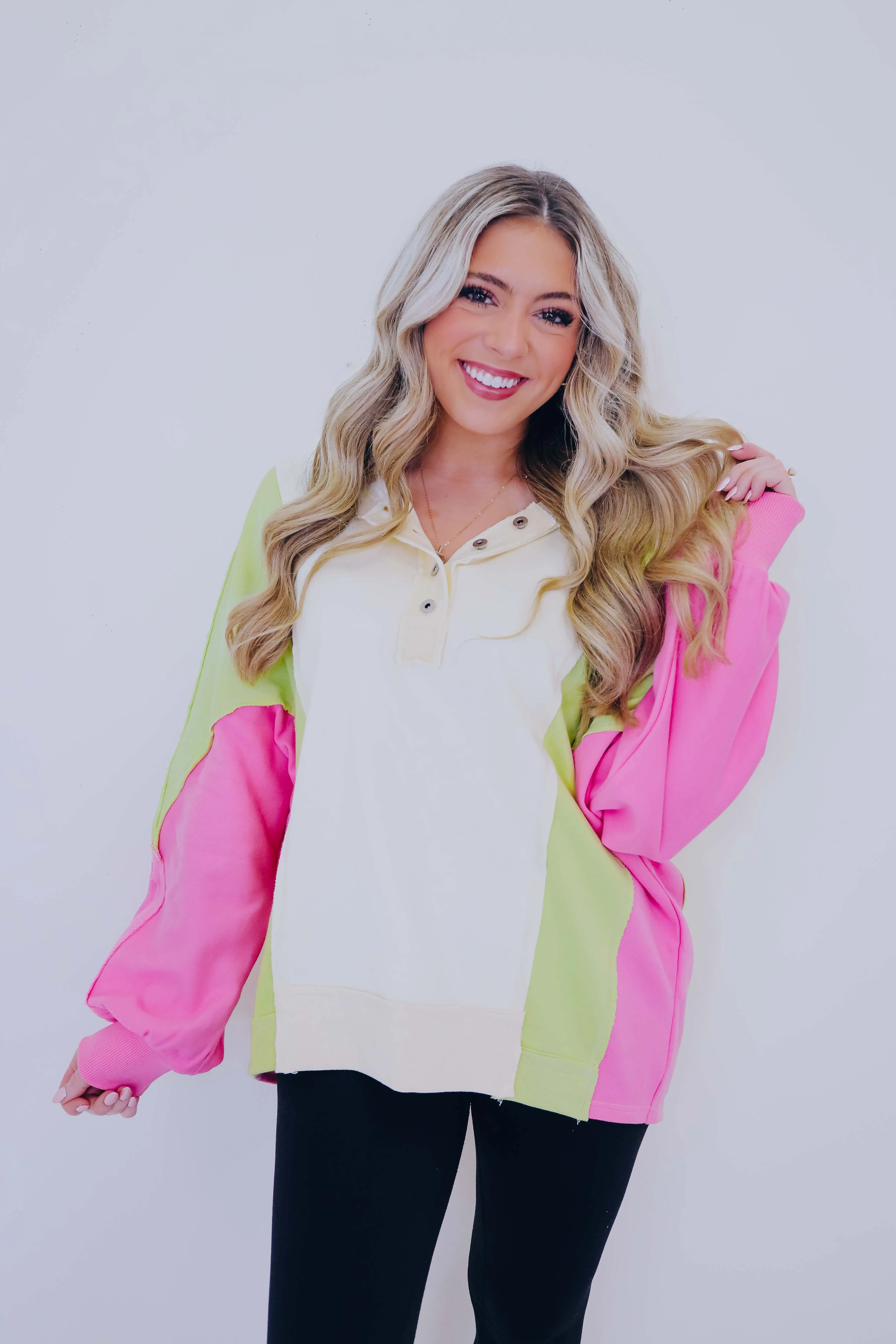 Claudette Colorblock Hoodie Top  - 2 Colors
