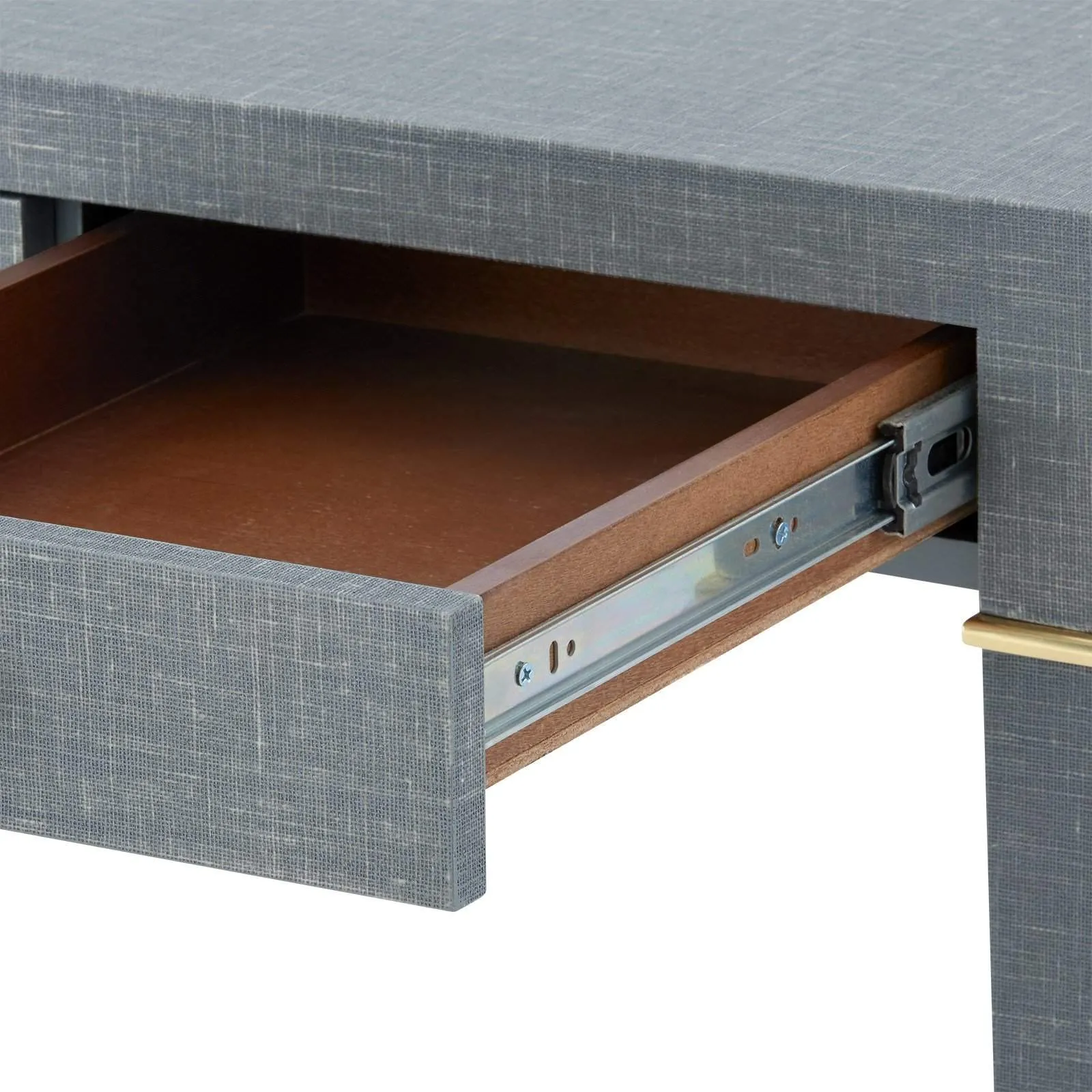 Claudette Desk / Washed Winter Gray, Brass