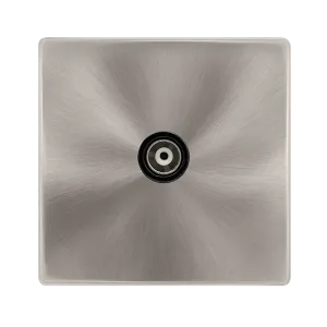 Click Definity Complete SFBS158BK Single Isolated Coaxial Outlet - Brushed Steel Cover Plate - Black Insert