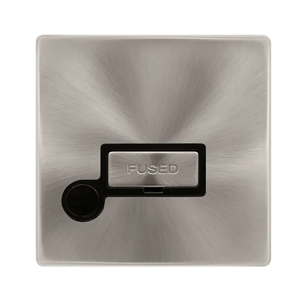Click Definity Complete SFBS550BK 13A Ingot Fused Connection Unit With Optional Flex Outlet - Brushed Steel Cover Plate - Black Insert