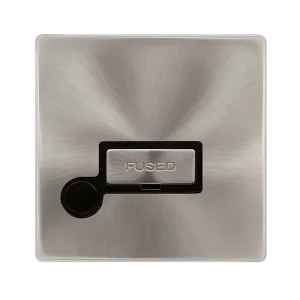 Click Definity Complete SFBS550BK 13A Ingot Fused Connection Unit With Optional Flex Outlet - Brushed Steel Cover Plate - Black Insert