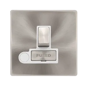 Click Definity Complete SFBS551PW 13A Ingot Switched Fused Connection Unit With Optional Flex Outlet - Brushed Steel Cover Plate - Polar White Insert