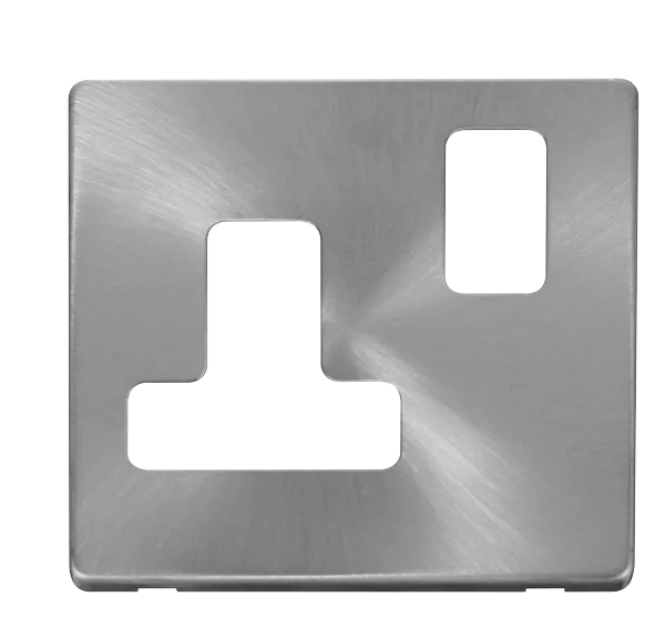 Click Definity SCP234BS 15A Round Pin Switched Socket Cover Plate - Brushed Stainless