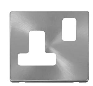 Click Definity SCP234BS 15A Round Pin Switched Socket Cover Plate - Brushed Stainless