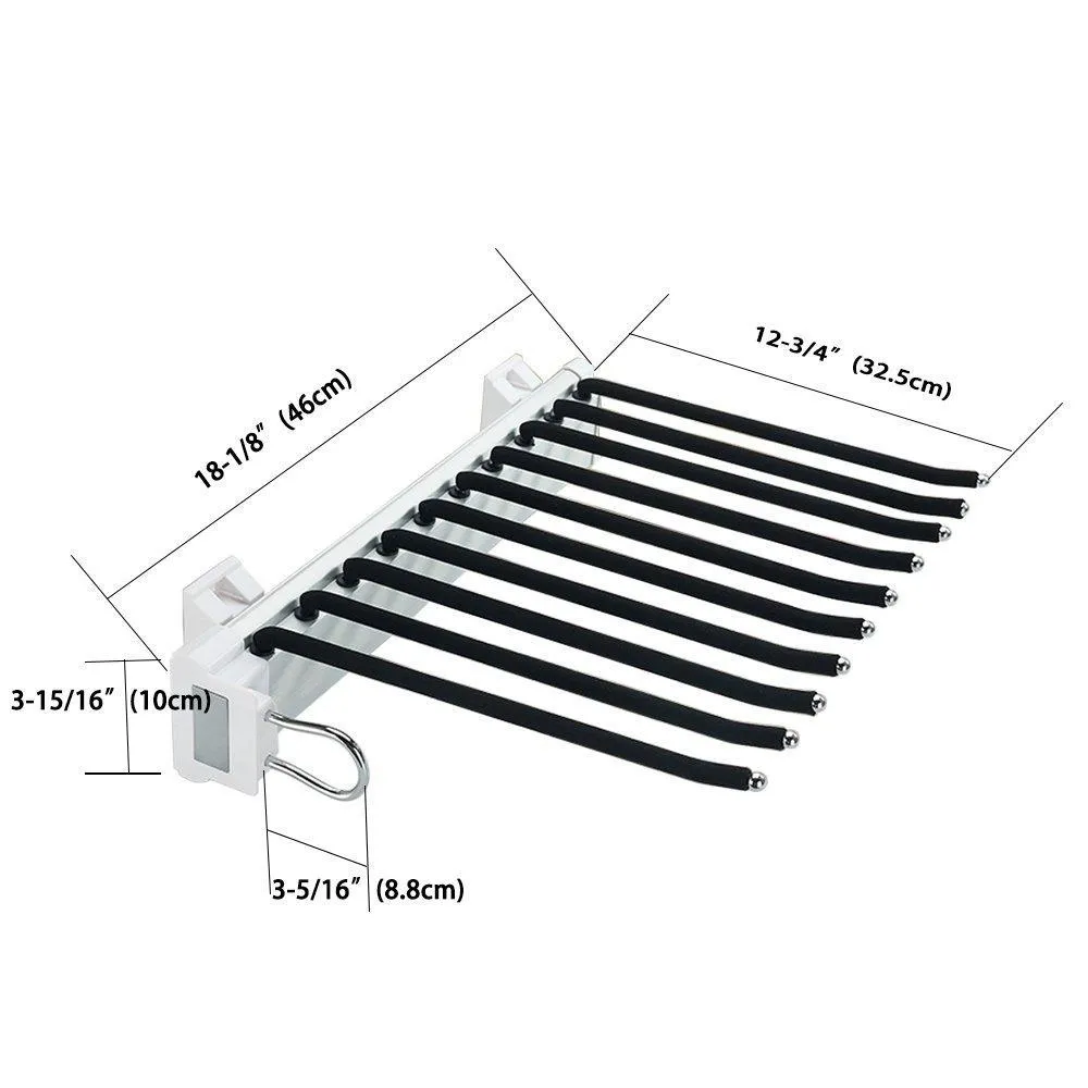 Closet Swing Arm Pants Hanger Bar Clothes Organizers for Space Saving and Storage,18" x 13-1/2", Install on both side, Black