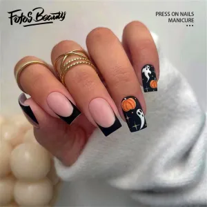 Coffin Pumpkin Ghost French Matte Black
