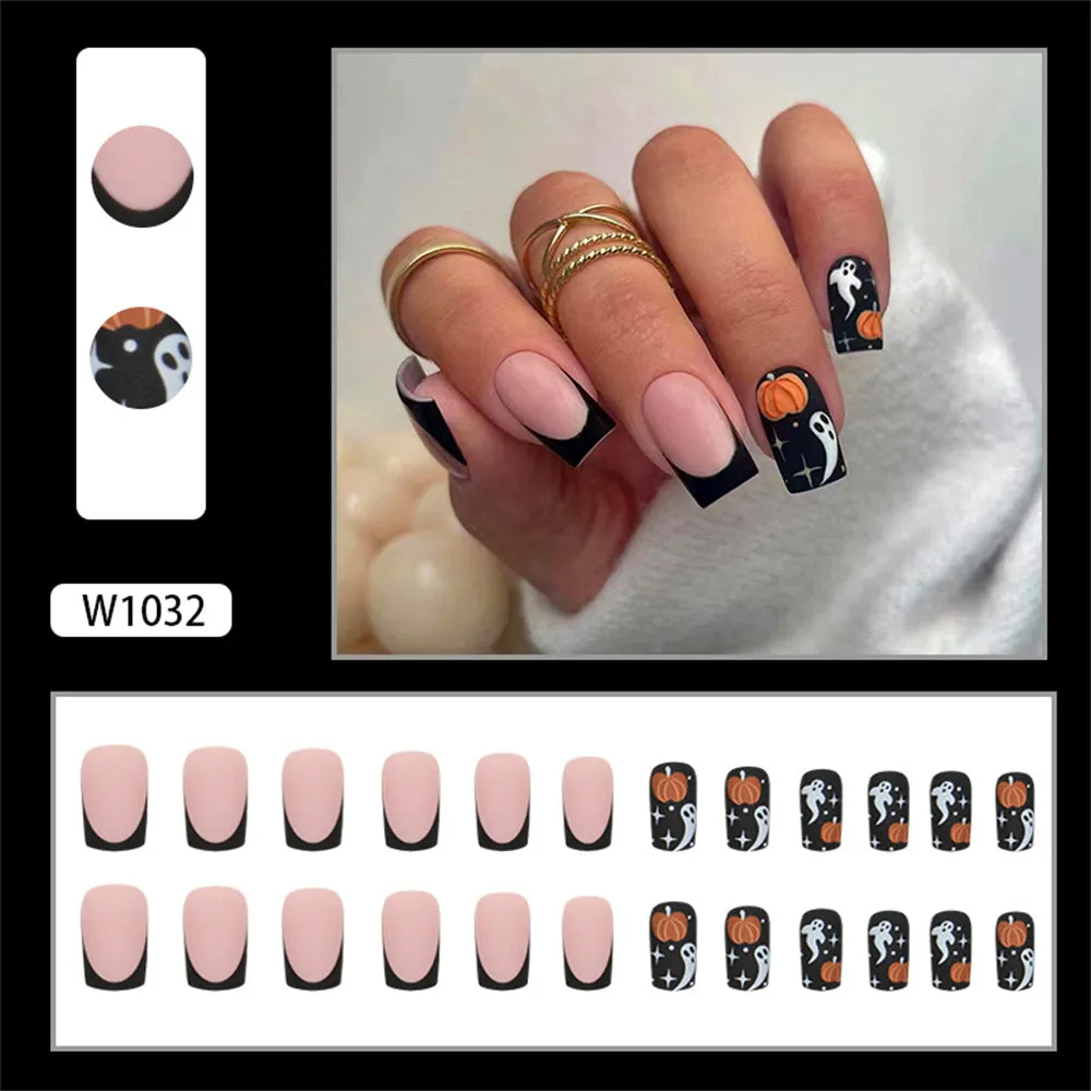 Coffin Pumpkin Ghost French Matte Black