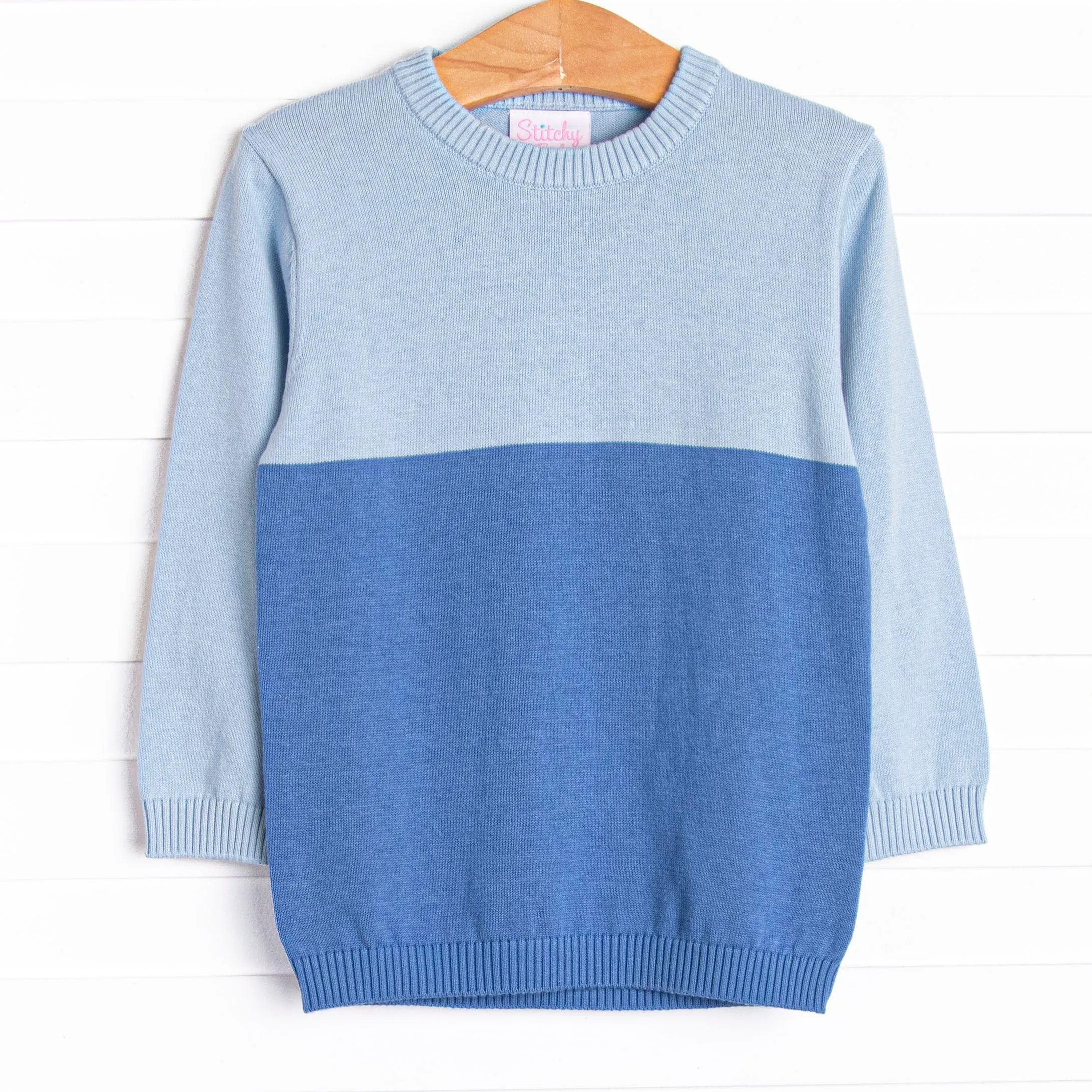 Color Block Sweater, Medium Blue