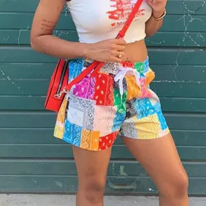 Colorblock Drawstring Casual Shorts
