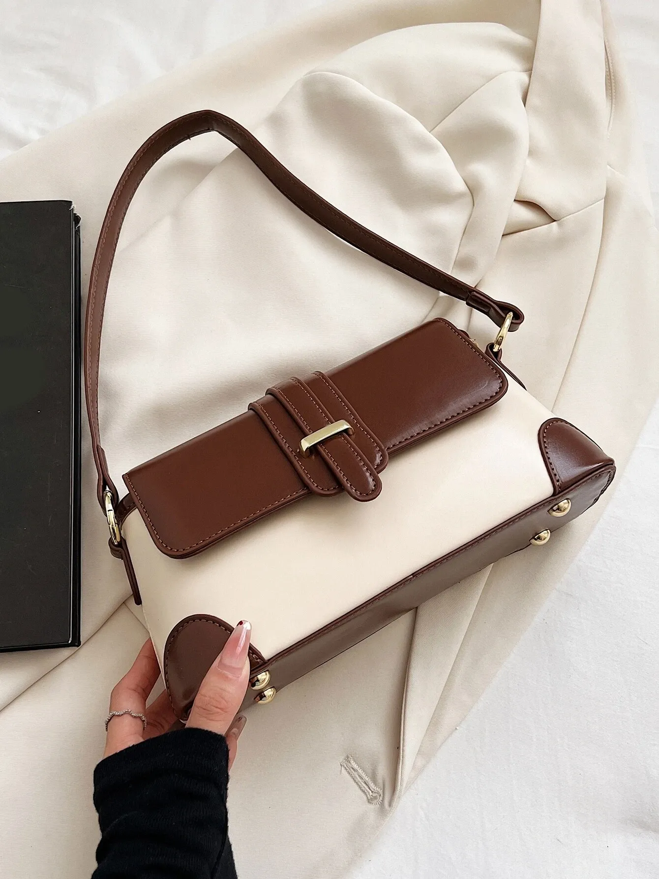 Colorblock Flap Square Bag (with minimal flaws)