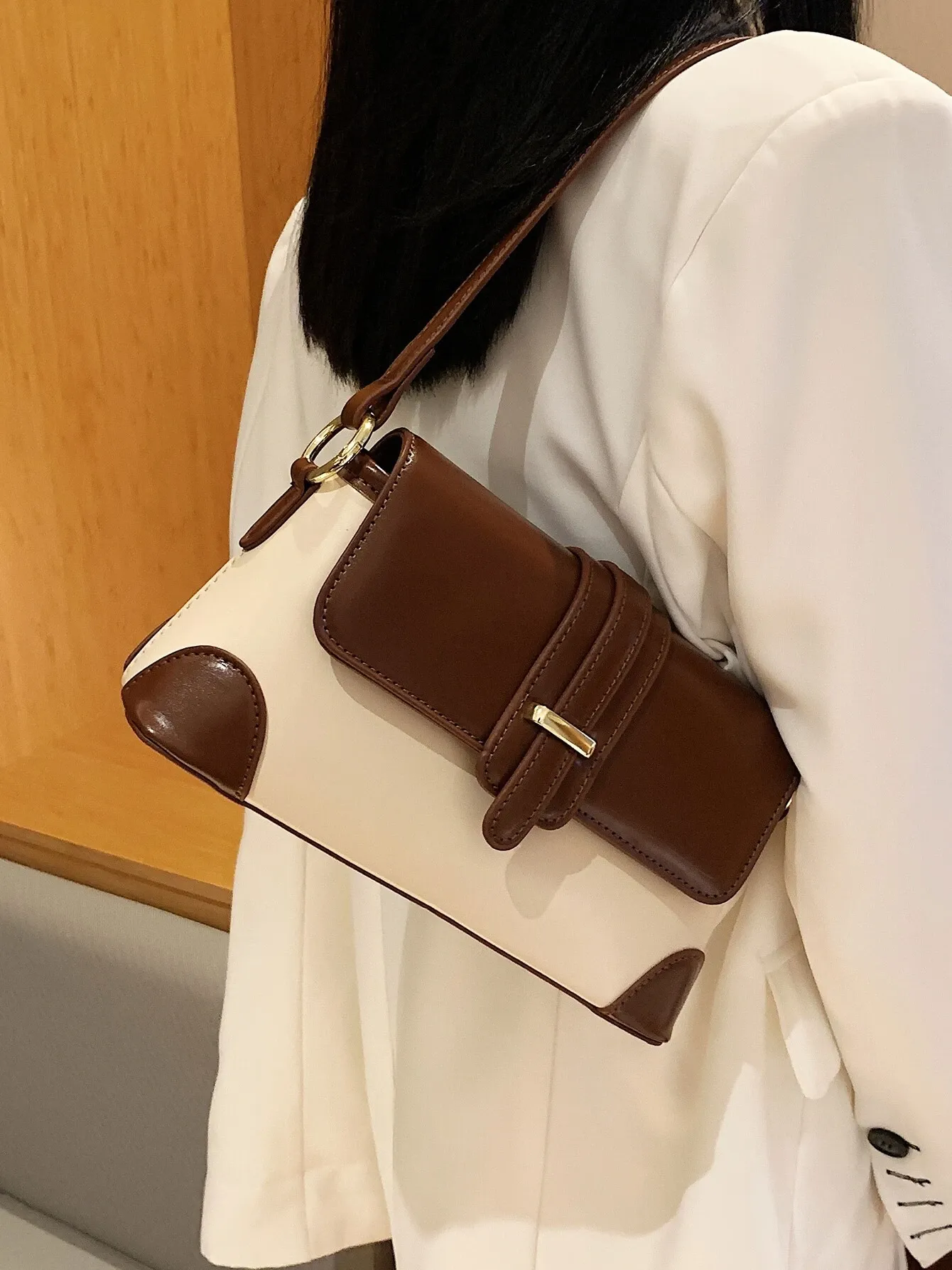 Colorblock Flap Square Bag (with minimal flaws)