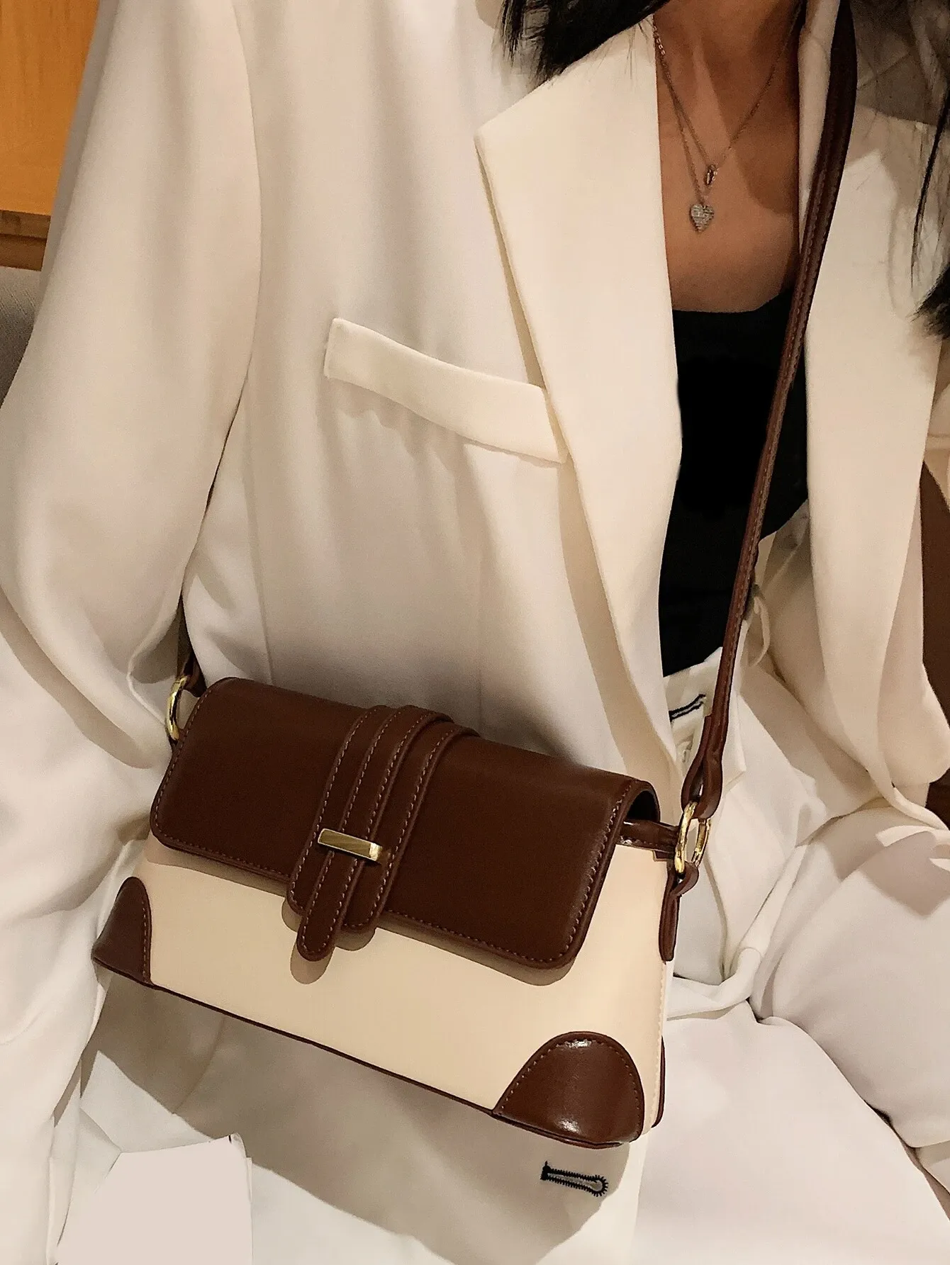 Colorblock Flap Square Bag (with minimal flaws)