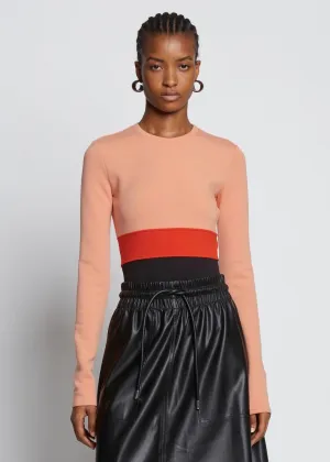 Colorblock Jersey Bodysuit (Salmon/Poppy/Black)