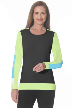 Colorblock Knit Sweater in Black and Kiwi