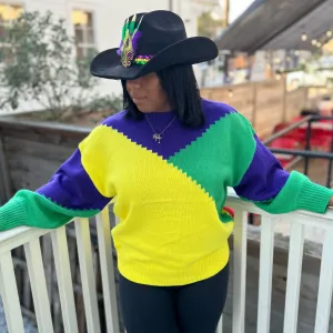 COLORBLOCK MARDI GRAS SWEATER/VT81096