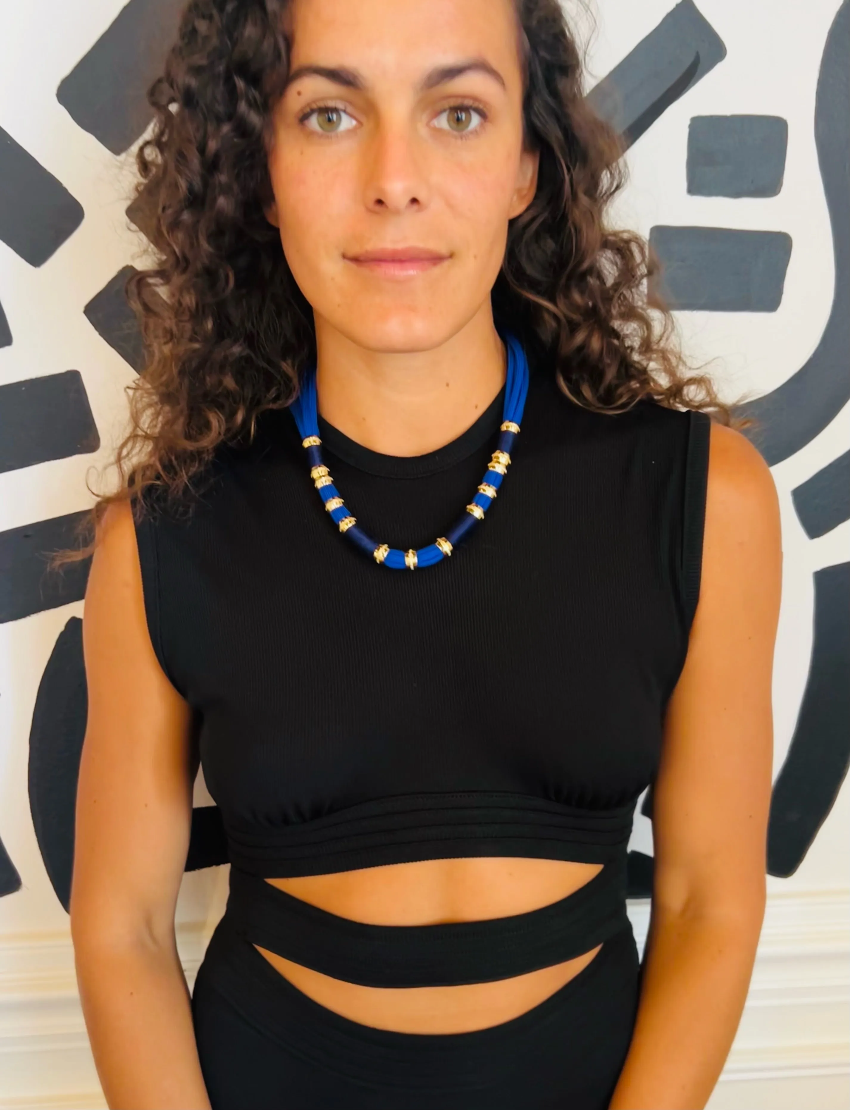 Colorblock Necklace Blue Nude