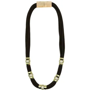 Colorblock Necklace Brown Rhinestone