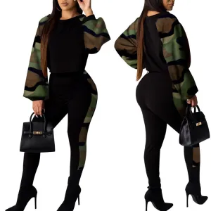 Colorblock Snakeskin Pattern Long Sleeve Jumpsuit