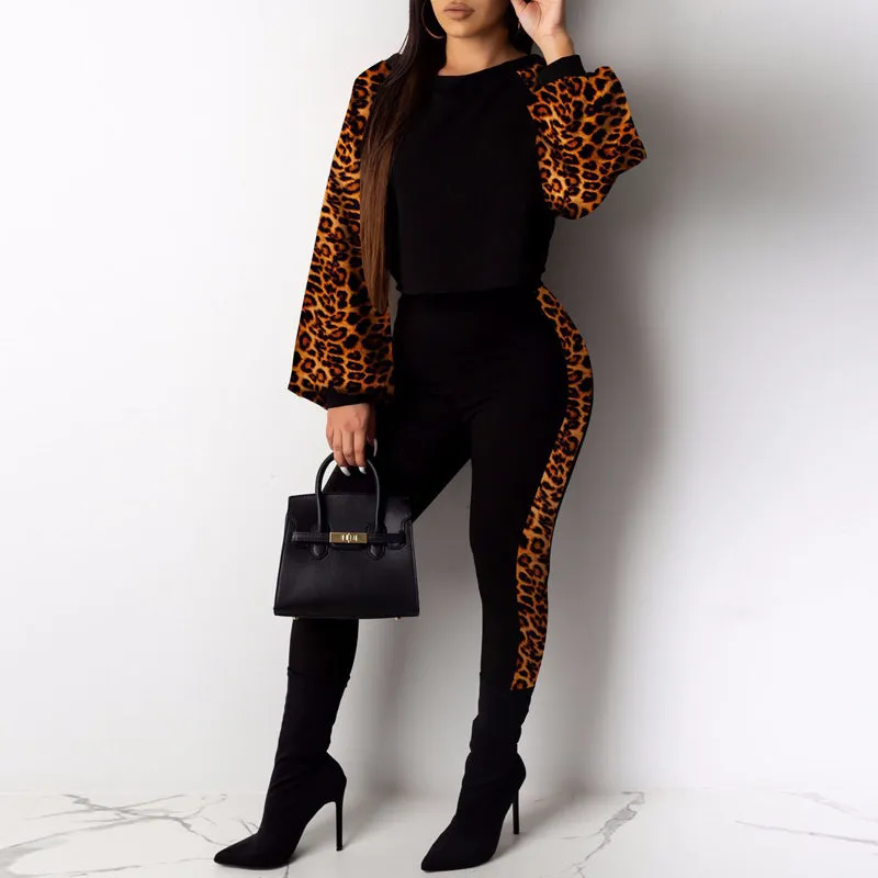 Colorblock Snakeskin Pattern Long Sleeve Jumpsuit