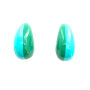 ColorBlock Teardrop Earrings - Green/Aqua