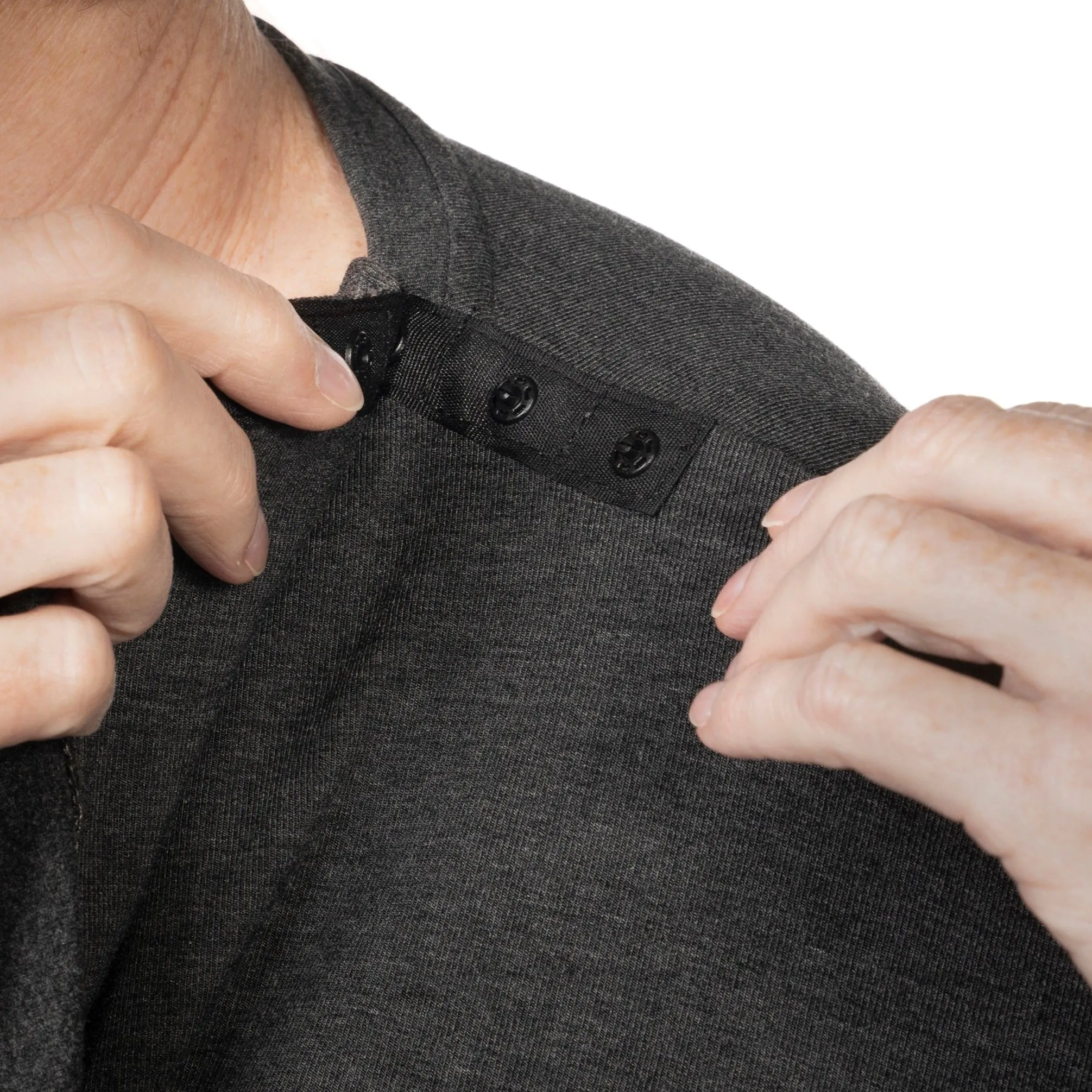 Colorblock Wrap Shirt in Gray with Drain Pockets