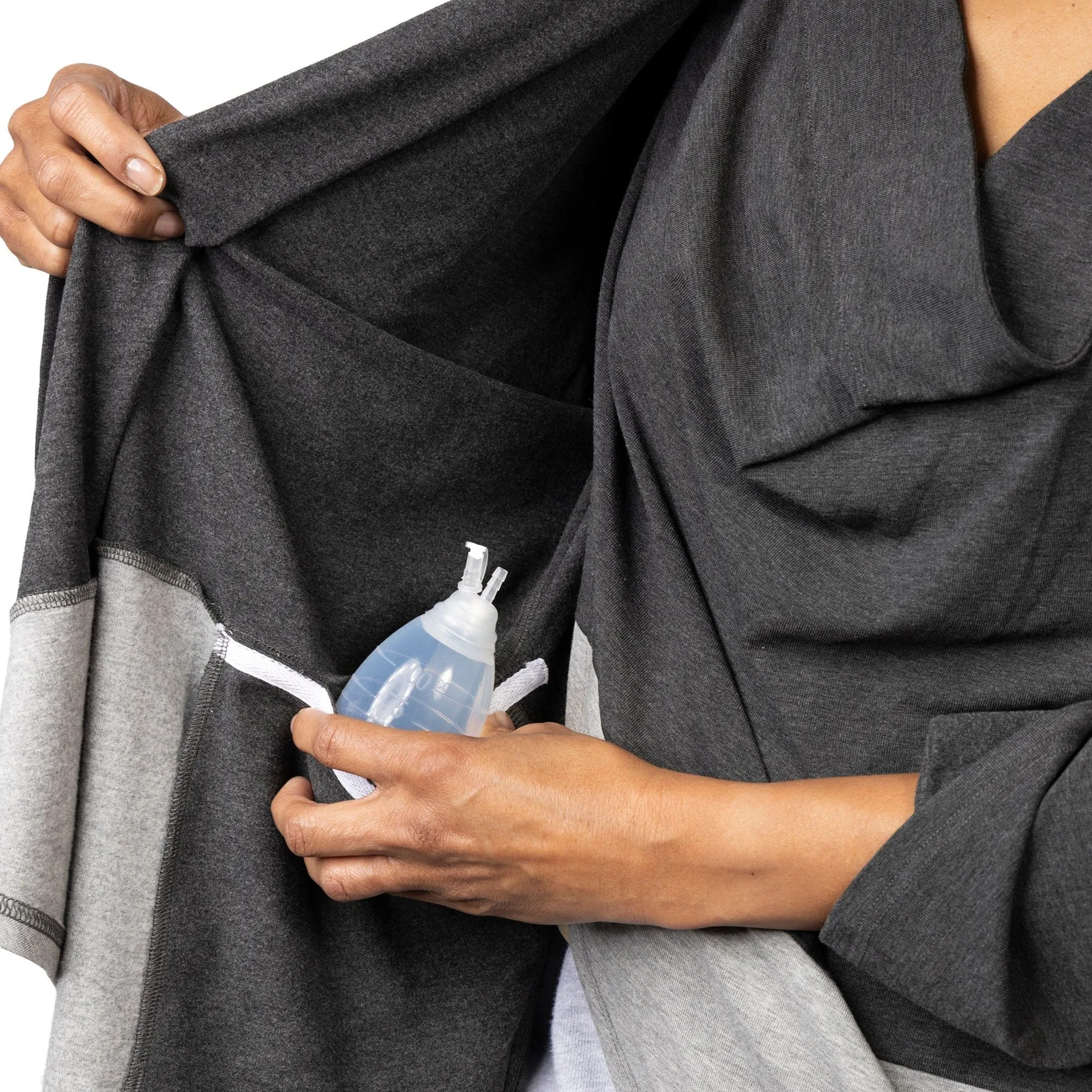 Colorblock Wrap Shirt in Gray with Drain Pockets