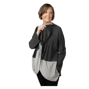 Colorblock Wrap Shirt in Gray with Drain Pockets