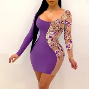 Colroblcok Leopard Print Bodycon Dress