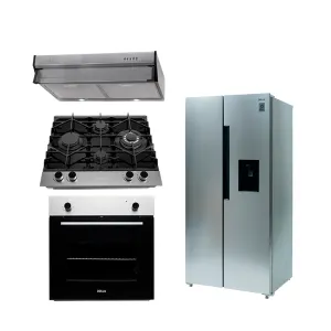 COMBO B REFRI - DRIJA - 60CM / 24” - ACERO/VIDRIO(Estufa, Horno, Extractor Y Refrigerador).