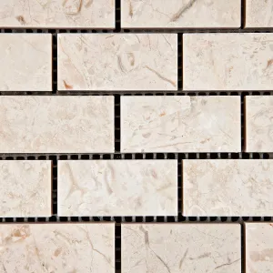 Crema Diva Marble 1 X 2 Polished Brick Mosaic Tile - Box of 5 Sheets
