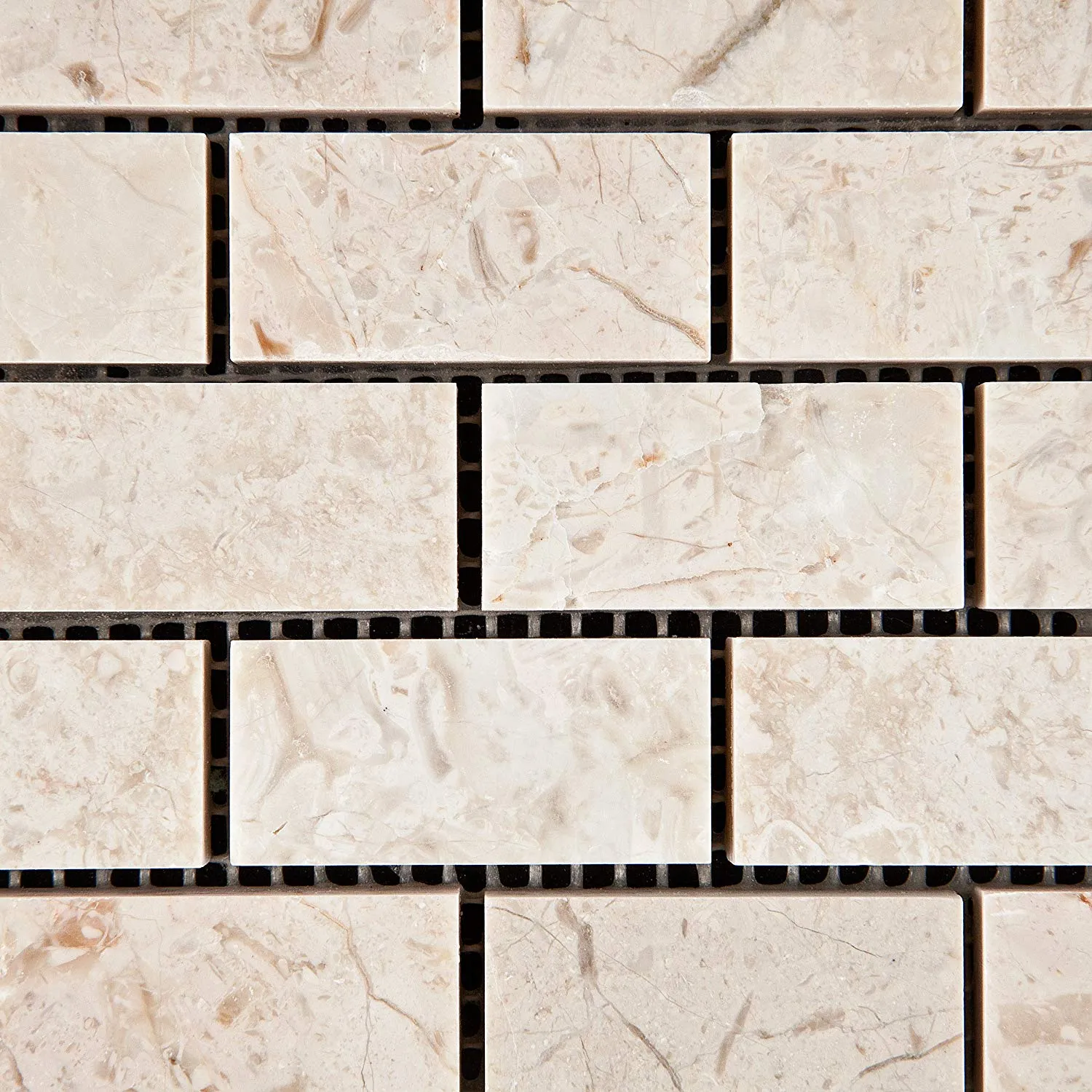 Crema Diva Marble 1 X 2 Polished Brick Mosaic Tile - Box of 5 Sheets