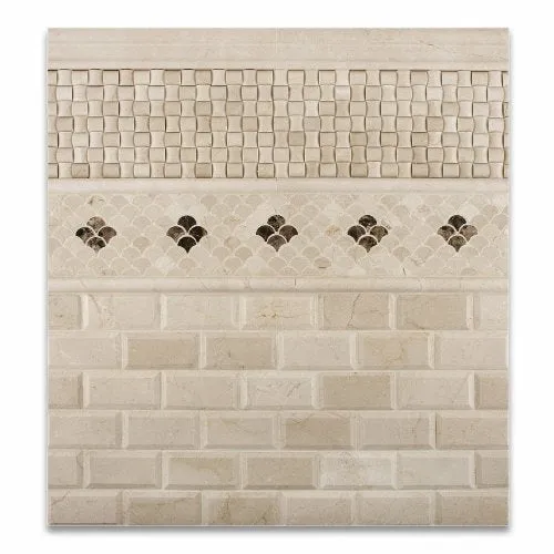 Crema Marfil Marble Fan Mosaic Tile, Polished - Box of 5 sheets