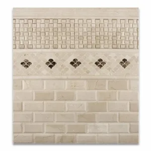 Crema Marfil Marble Fan Mosaic Tile, Polished - Box of 5 sheets