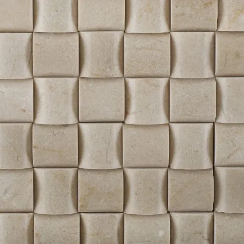 Crema Marfil Marble Polished 3D Small Bread Mosaic Tile- Lot of 50 sq. ft.
