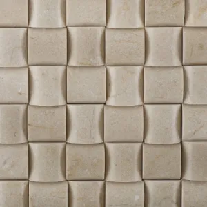 Crema Marfil Marble Polished 3D Small Bread Mosaic Tile- Lot of 50 sq. ft.