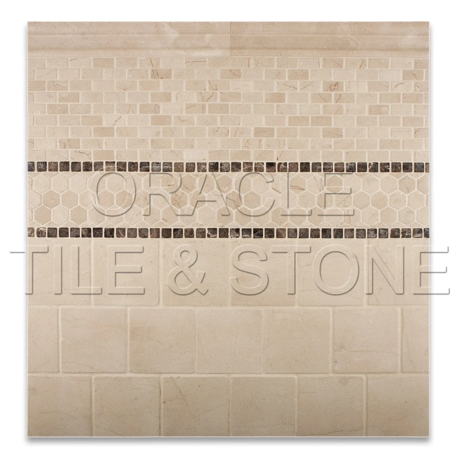 Crema Marfil Marble Polished Baby Brick Mosaic Tile - Lot of 50 sq. ft.