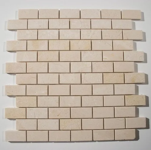 Crema Marfil Polished 1x2 Brick Pattern Stone Tile