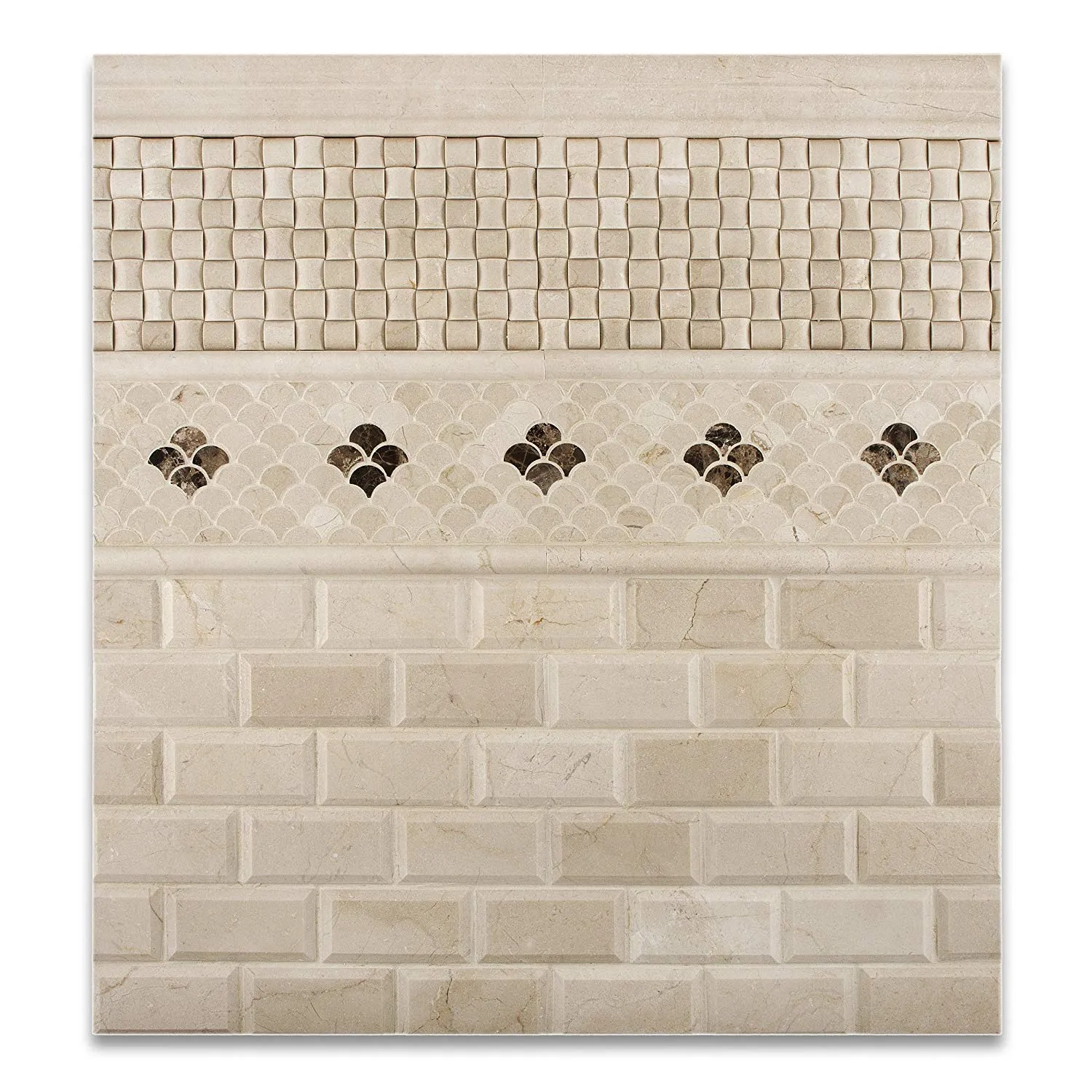 Crema Marfil Spanish Marble 1/2 X 12 Pencil Liner Trim Molding, Polished