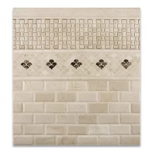 Crema Marfil Spanish Marble 1/2 X 12 Pencil Liner Trim Molding, Polished