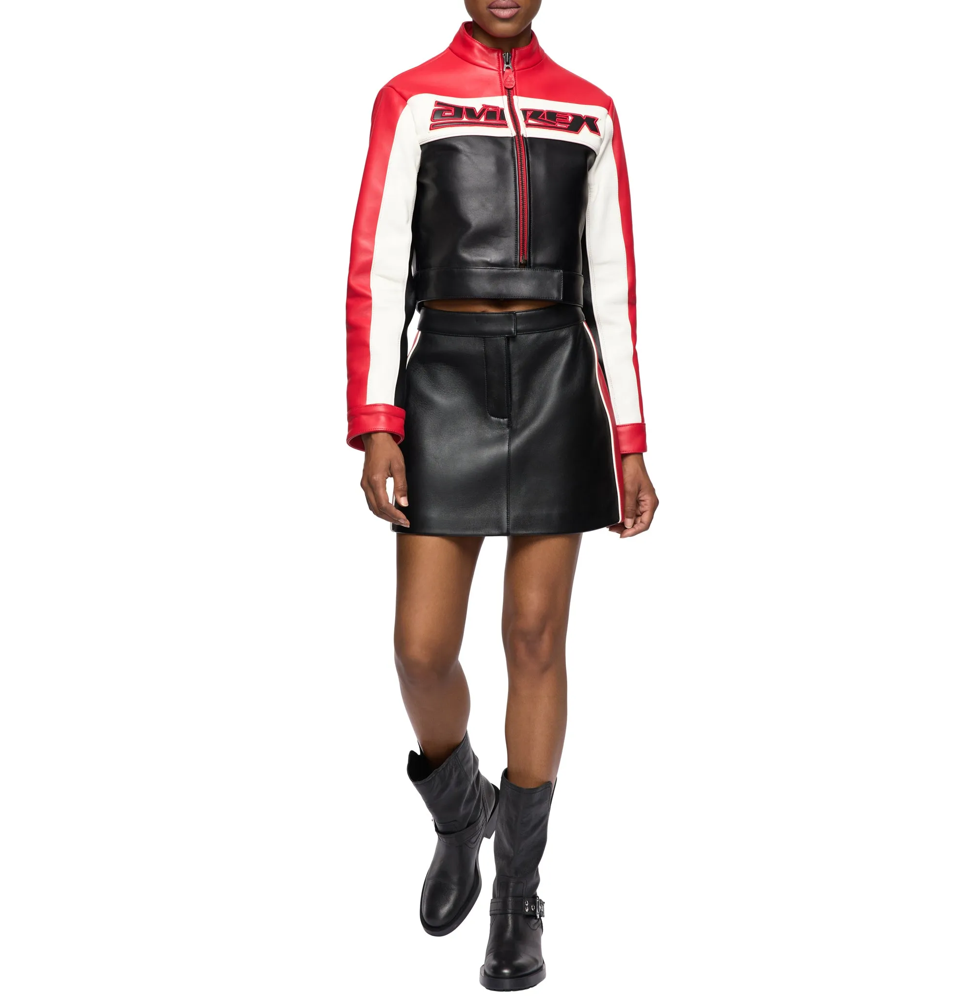 CROPPED COLORBLOCK MOTO JACKET