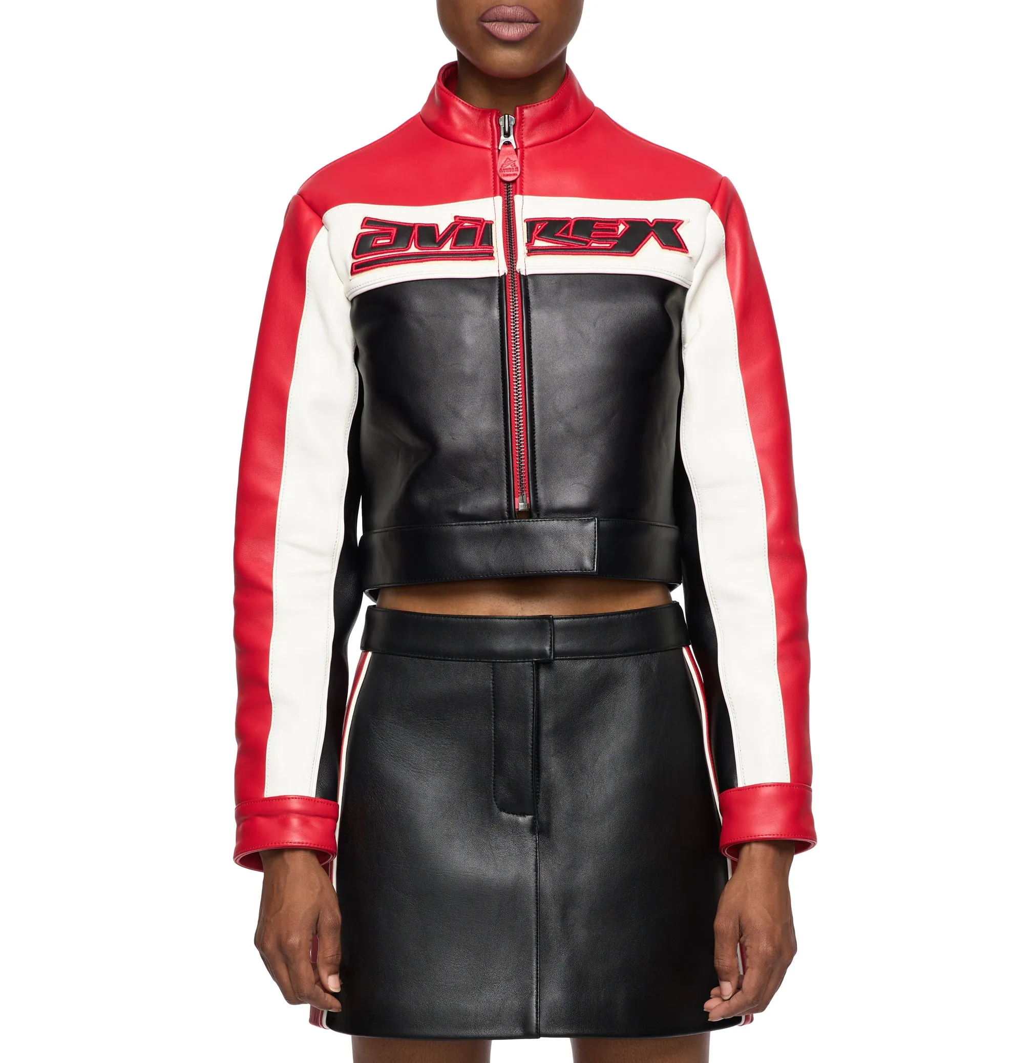 CROPPED COLORBLOCK MOTO JACKET