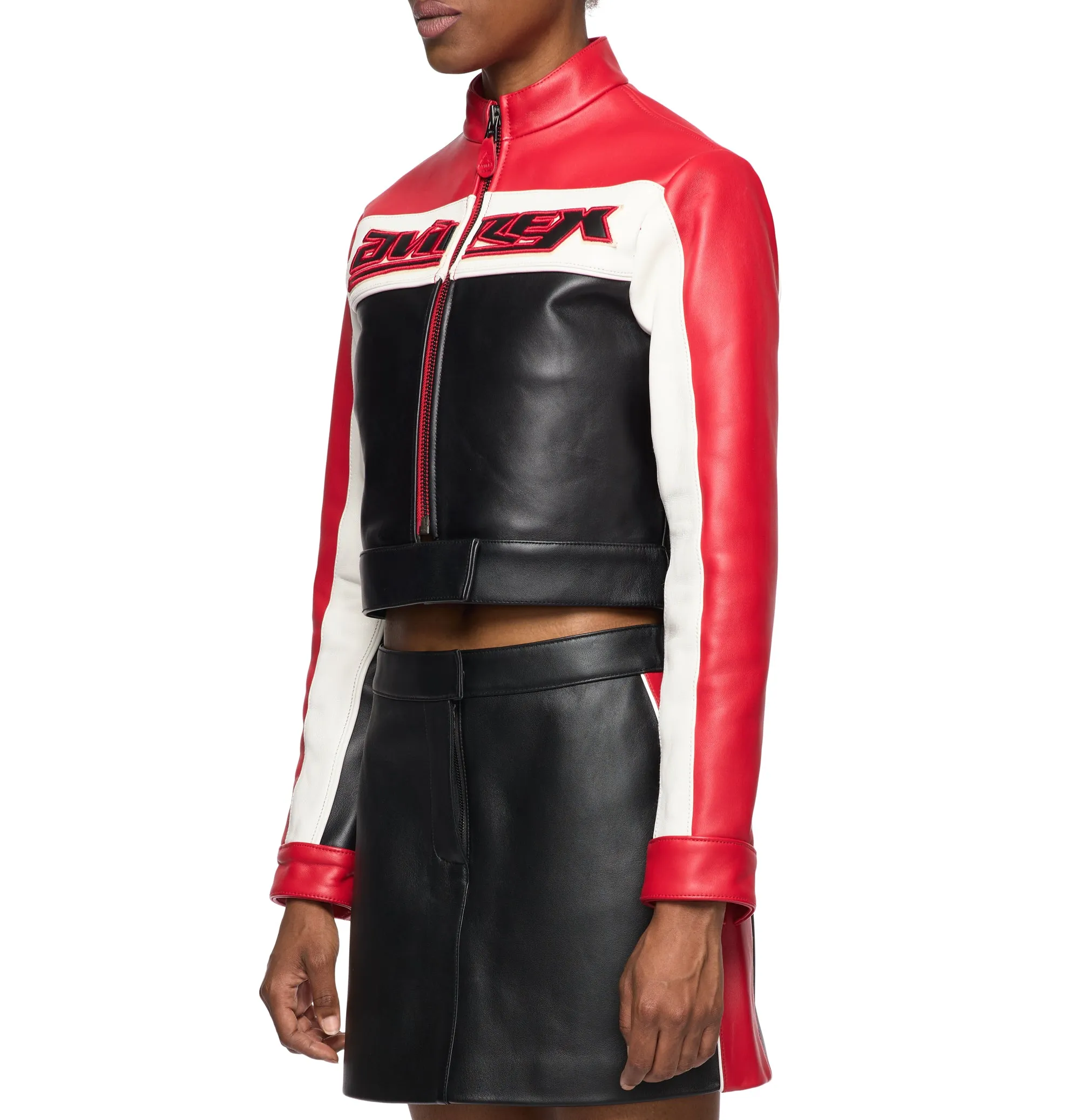 CROPPED COLORBLOCK MOTO JACKET