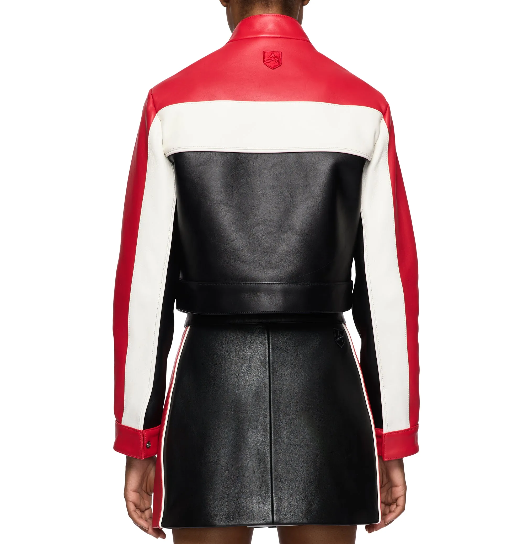 CROPPED COLORBLOCK MOTO JACKET