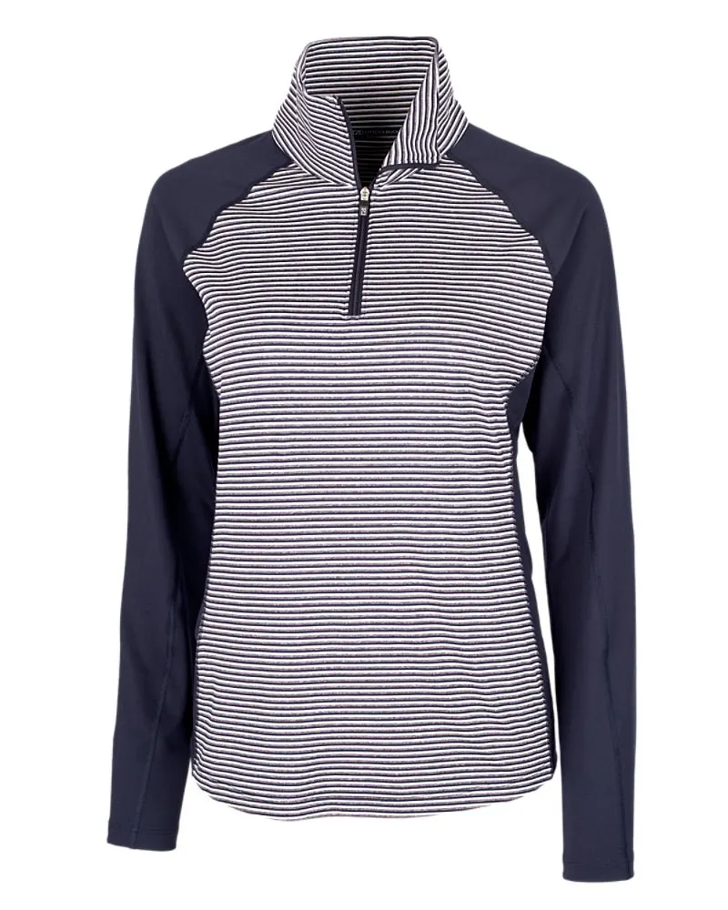 Cutter & Buck Women's Forge Tonal Stripe Stretch Half Zip Pullover
