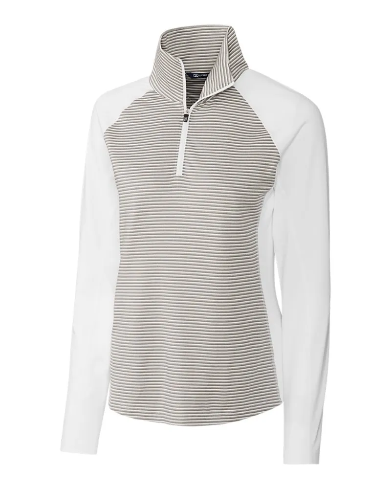 Cutter & Buck Women's Forge Tonal Stripe Stretch Half Zip Pullover