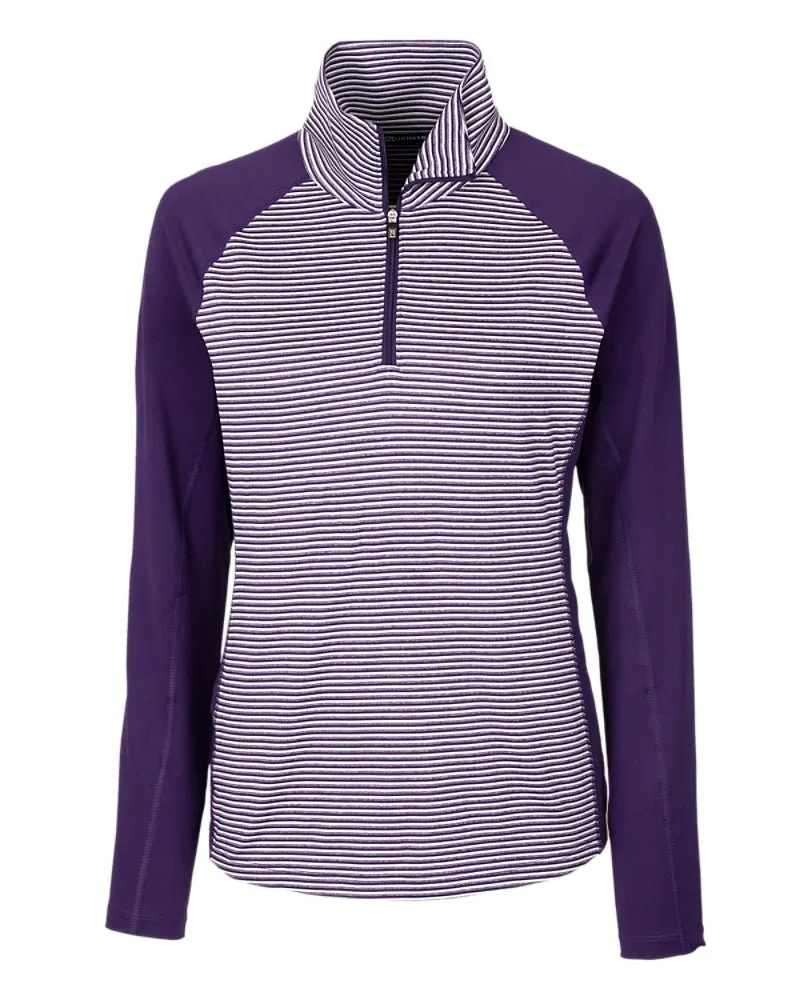 Cutter & Buck Women's Forge Tonal Stripe Stretch Half Zip Pullover
