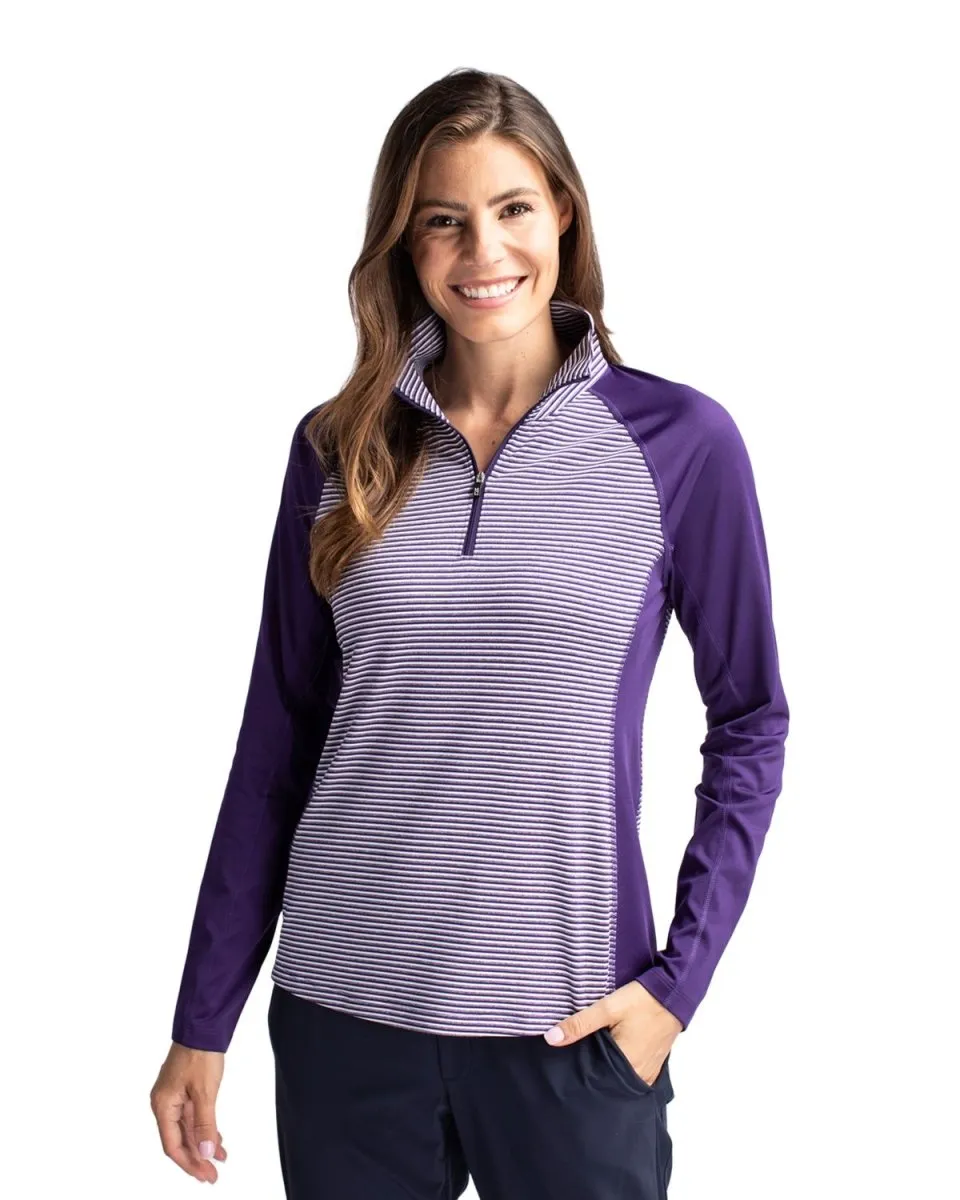 Cutter & Buck Women's Forge Tonal Stripe Stretch Half Zip Pullover