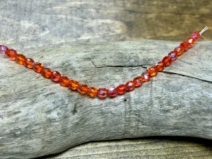 Czech Glass Fire Polished Bead Strand - Faceted Rounds - 5mm - 5”