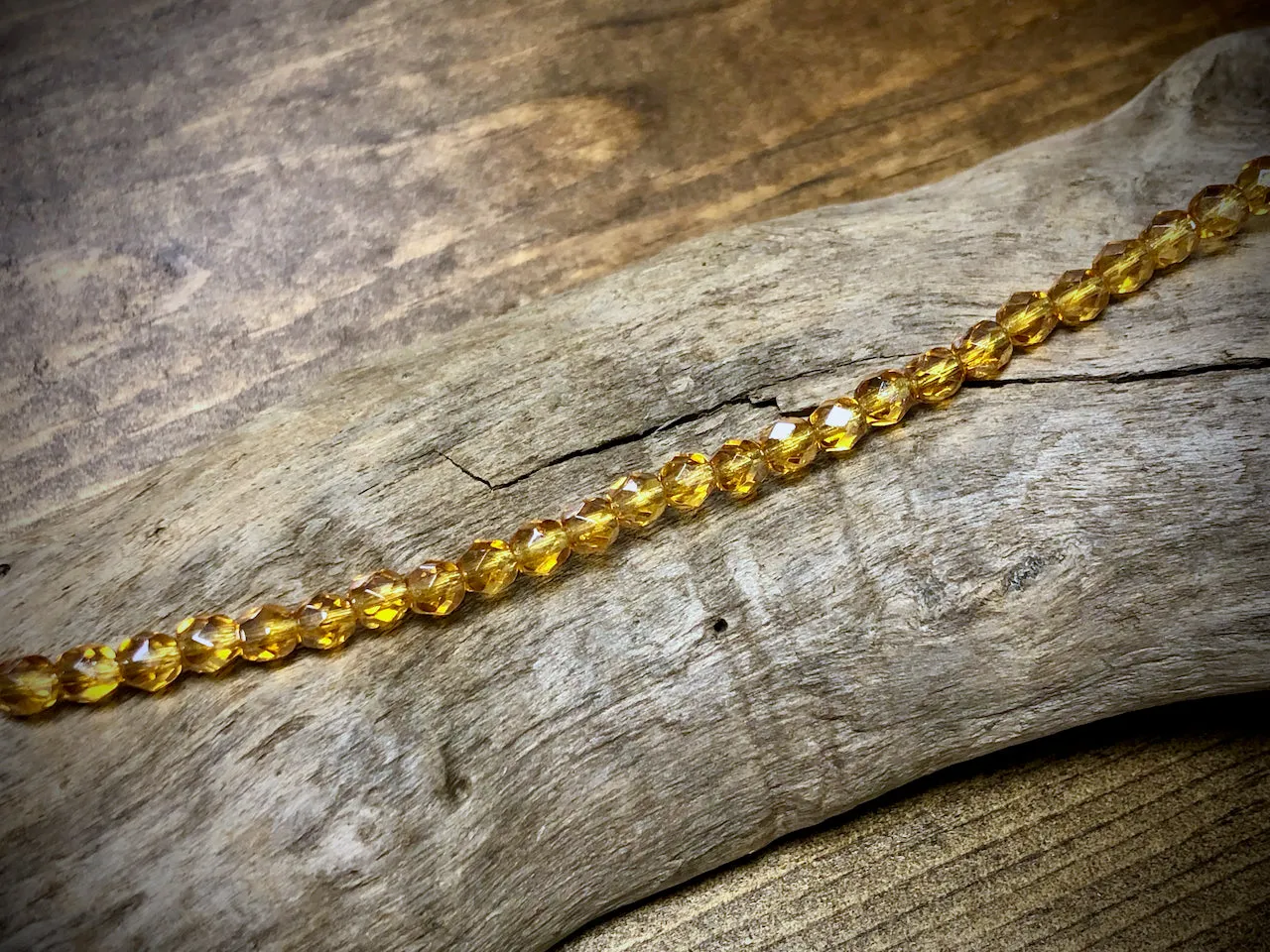 Czech Glass Fire Polished Bead Strand - Faceted Rounds - 5mm - 5”